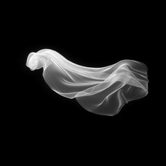 white transparent veil on black background