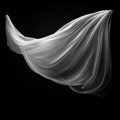 white transparent veil on black background