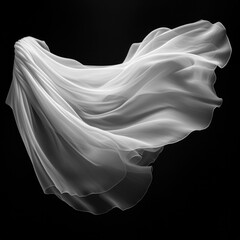 white transparent veil on black background
