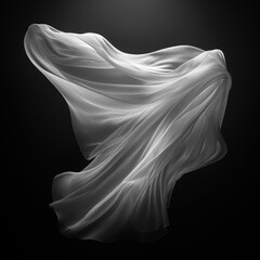 white transparent veil on black background