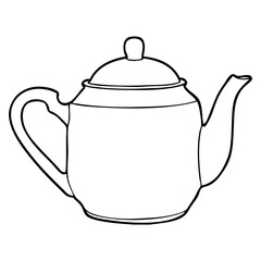 teapot line vector illustration