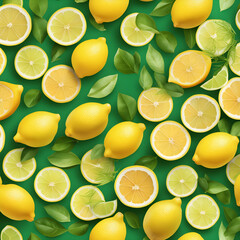 creative food summer citrus fruits banner panorama wallpaper seamless pattern texture   top view