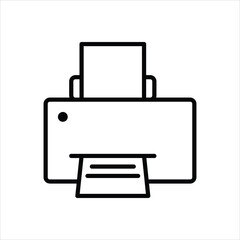 vector icon of a paper printer with outline flat illustration on white background..eps
