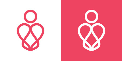 logo design elements of people combined with hearts, inspirational vector icon