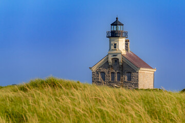Fototapeta premium Late afternoon summer photo of the North Lighthouse, New Shoreham, Block Island, Rhode Island. 