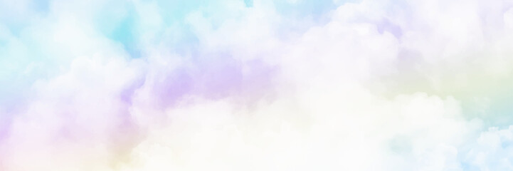 Panorama view pastel sky background and white clouds soft focus