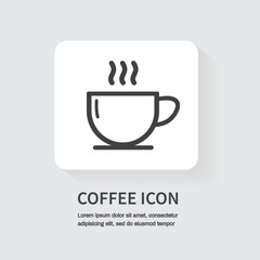 Coffee cup icon on white background. Vector illustration
