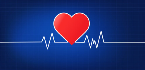 Heartbeat line icon on white background. Pulse Rate Monitor. Vector illustration.