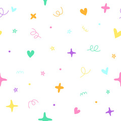 Fototapeta na wymiar Cute confetti sprinkle sparkle shine. fun colorful line doodle seamless pattern. Creative abstract art background for children or festive celebration design. Illustration vector 10 eps.