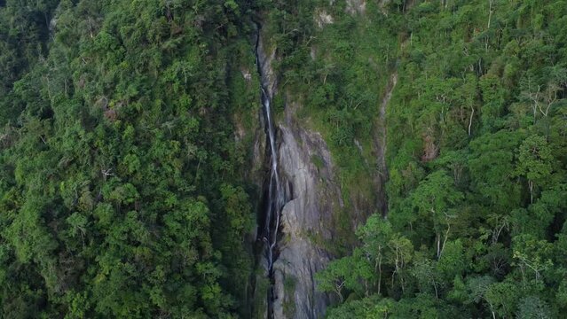 aerial shot of the waterfall called "Chorrer&oacute;n de Galip&aacute;n", located in El Avila, Venezuela
