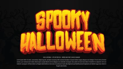 Fototapeten Spooky halloween theme editable text effect © MugiMulya