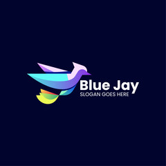 Vector Logo Illustration Blue Jay Gradient Colorful Style