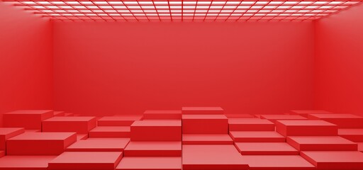 blank red studio use as background.3d rendering.
