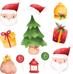Watercolor illustration set of Christmas elements