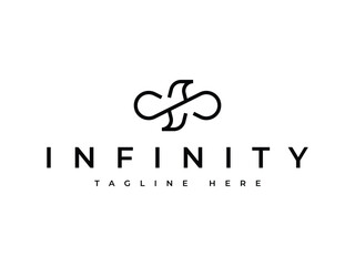 bird with infinity line in the wings logo design