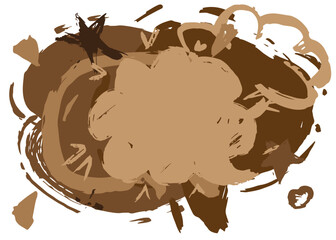 Brown graffiti speech bubble. Abstract modern Messaging sign street art decoration, Discussion icon performed in urban painting style.