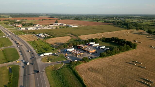Aerial video Loves gas station and truck stop Norman Oklahoma USA