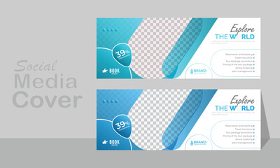 Travel social media business Cover timeline design banner vector template clean design.