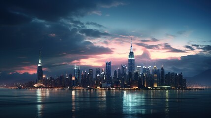 Obraz premium cityscape elegance, digital art illustration, Generative AI