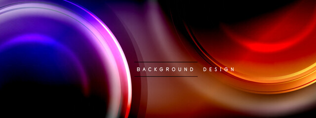 Circles lines and bubbles on bright glowing effect gradient with light and shadow effects. Dynamic interplay of light, shadow and depth. Futuristic and rhythmic technology design