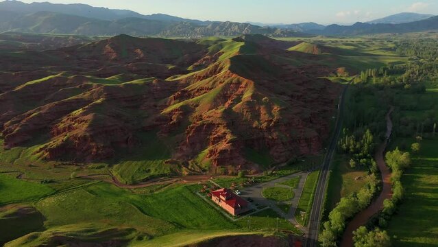 Narman fairy chimneys of erzurum province 4k aerial footage