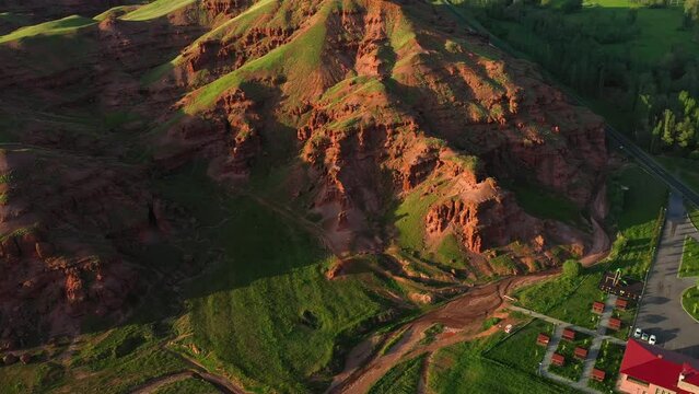 Narman fairy chimneys of erzurum province 4k aerial footage