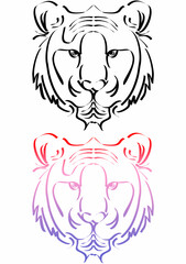 The image of a tiger created from lines creates an image.

