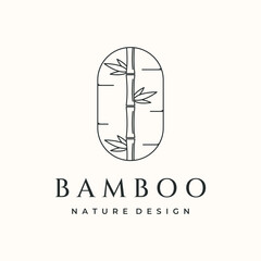 bamboo nature line art logo vector minimalist illustration design, bamboo flora symbol design