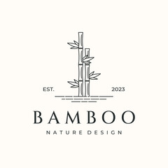 bamboo tree line art logo vector minimalist illustration design, bamboo tropical tree logo design