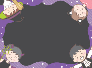 ハロウィンの仮装をした子供たちのフレーム