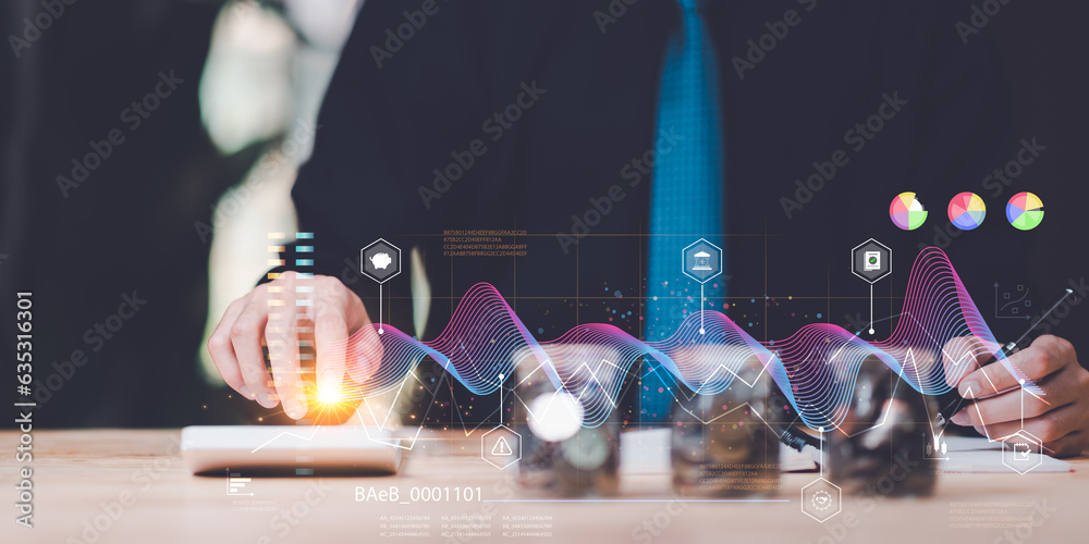 Poster concept of finance and investment ,profit growth management ,financial graphical and statistical ana