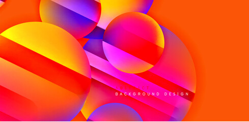 Colorful shiny and glossy circles abstract composition with light and shadow effects, geometric vector abstract background