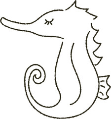 手描きタツノオトシゴの線画アイコンその１