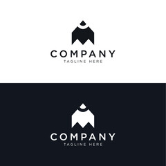 Abstract logo vector, pencil, Letters A and M, tower, temple, gate, suitable for a company or individual, in black and white colors
