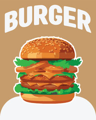 Vector illustration poster of a burger, hamburger, and cheeseburger. Poster for fast food shop. Posters for promotions, discounts and rebates.