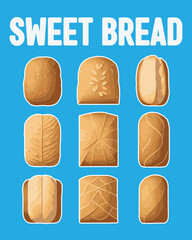 Vector illustration poster of a bread or milk bread. Poster for fast food shop. Posters for promotions, discounts and rebates.