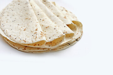 Quinoa tortilla wraps on white background