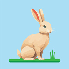 Rabbit vector illustration isolated on blue background. Cute rabbit cartoon	