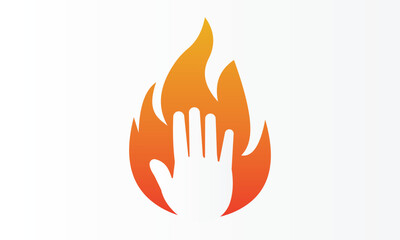 Hand on fire design. Hand and flame.on white background.Vector Design Illustration.