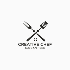 Fast food chef home logo restaurant chef logo design concept Food Restaurant vector