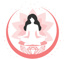 Meditation Woman | Meditating Mom  Logo | Relaxing Your mind  with Yoga and  Meditation | Meditation Class Logo | Creative Yoga Logo | Fitness Logo