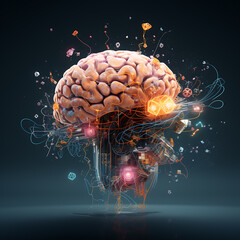 human neon brain made by AI.