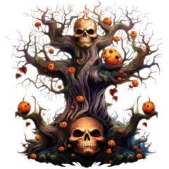 Cercles muraux Crâne aquarelle halloween background with pumpkin and skull  clipart watercolor clip art water color