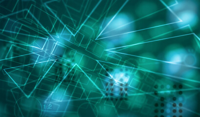 Futuristic technology background. Dark green colors. Copy space.