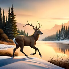 deer in the snow