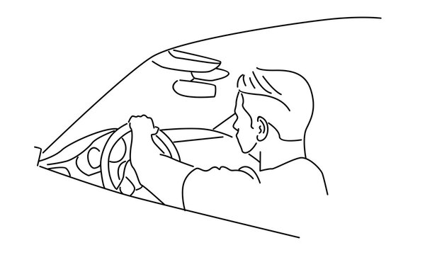 recommend clip art: line art of driver holds steering wheel