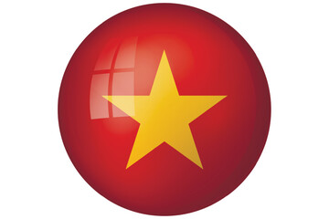 Flag of Vietnam. Vietnamese national symbol in official colors. Template icon. Abstract vector background. Round glass light ball, 3D big bubble, sphere