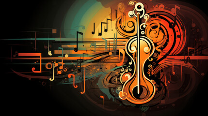 illustration of note key of music abstracts background