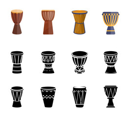 Best African Drum Instrument Vector Illustration Clip Art Set, African Drum Isolated Sound Folk Entertainment Collection. Tribal Vector Art Music African Drum Design.