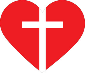 Obraz premium Christian cross heart design. Christian cross heart shape.